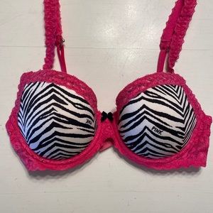 Victoria's Secret PINK Hot Pink Zebra Lace Bra.